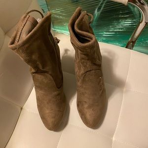Taupe bootie heels